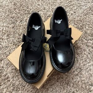 Dr. Martens Black Patent Mary Jane Bow Shoes